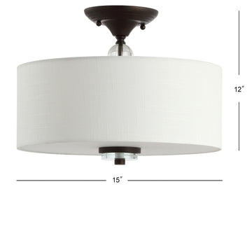 Marc 15" Metal/Crystal LED Semi Flush Mount - JONATHAN Y